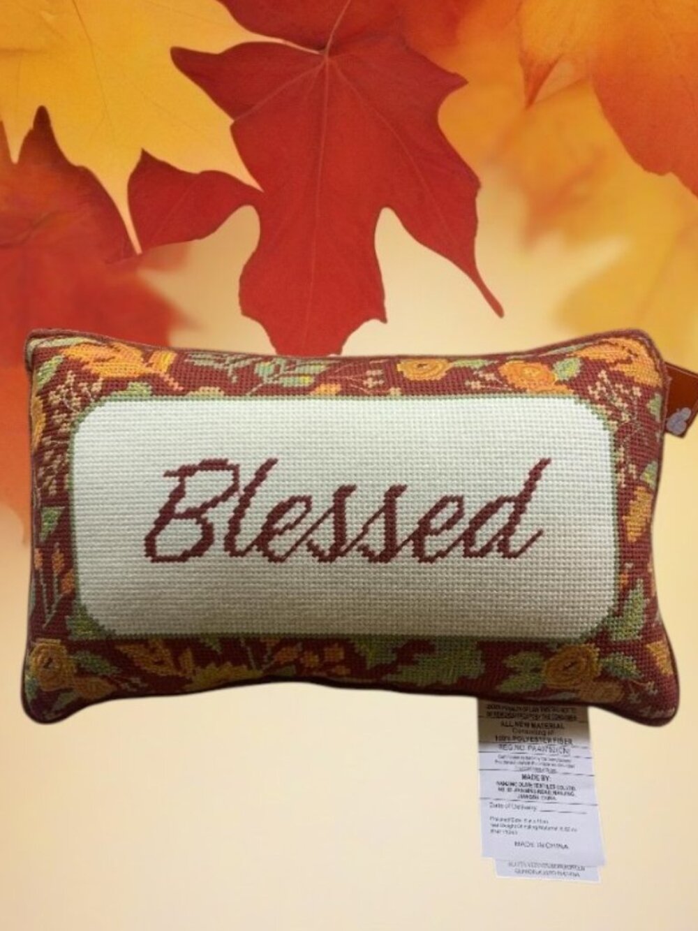 Pillow "Blessed" Fall Hooked Pillow NWT